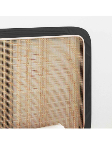 Testiera con testiera Nero 200 x 55 x 3 cm Rattan