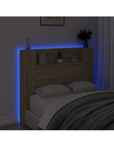 Testata con Mobile e LED Sonoma 120 x 16,5 x 103,5 cm