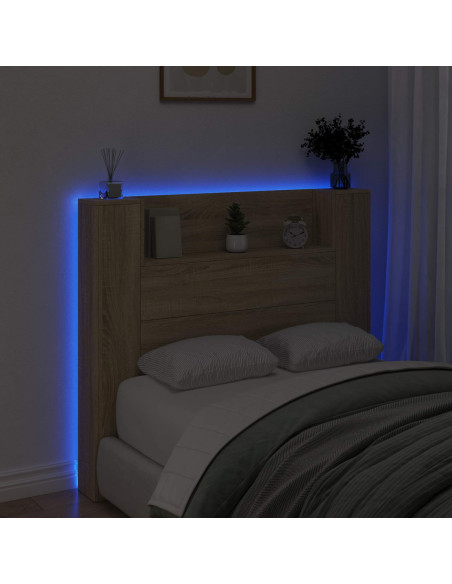 Testata con Mobile e LED Sonoma 120 x 16,5 x 103,5 cm