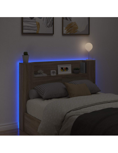 Testata con Mobile e LED Sonoma 140 x 16,5 x 103,5 cm