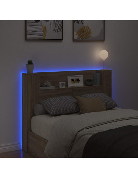 Testata con Mobile e LED Sonoma 140 x 16,5 x 103,5 cm