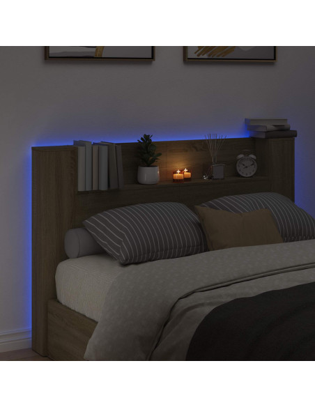 Testata con Mobile e LED Sonoma 160 x 16,5 x 103,5 cm