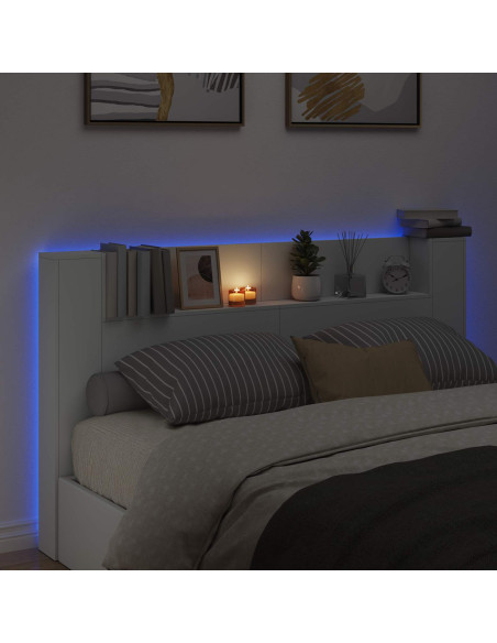 Testata con Mobile e LED Bianco 180 x 16,5 x 103,5 cm