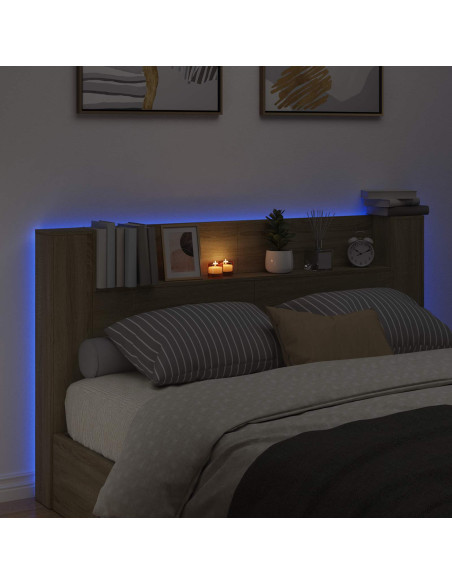 Testata con Mobile e LED Sonoma 180 x 16,5 x 103,5 cm