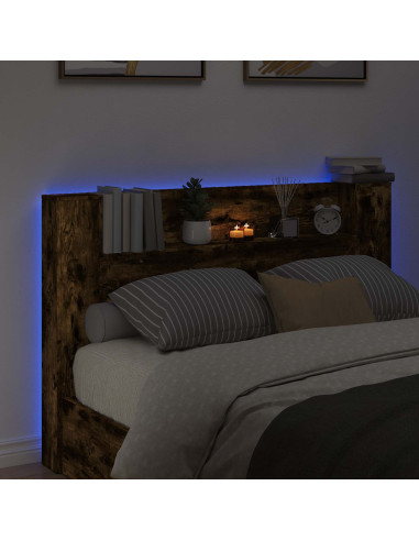 Testata con Mobile e LED Rovere fumé 160 x 16,5 x 103,5 cm