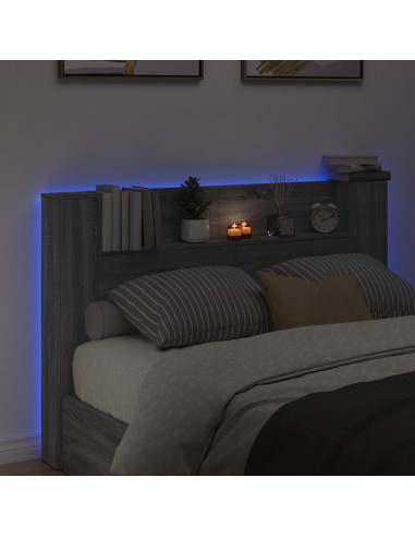 Testata con Mobile e LED Grigio Sonoma 160 x 16,5 x 103,5 cm