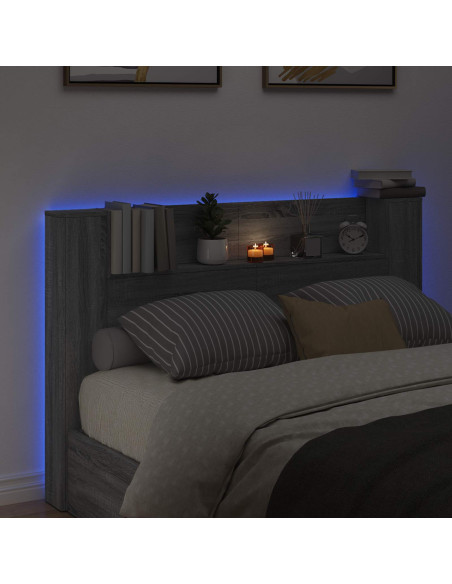 Testata con Mobile e LED Grigio Sonoma 160 x 16,5 x 103,5 cm