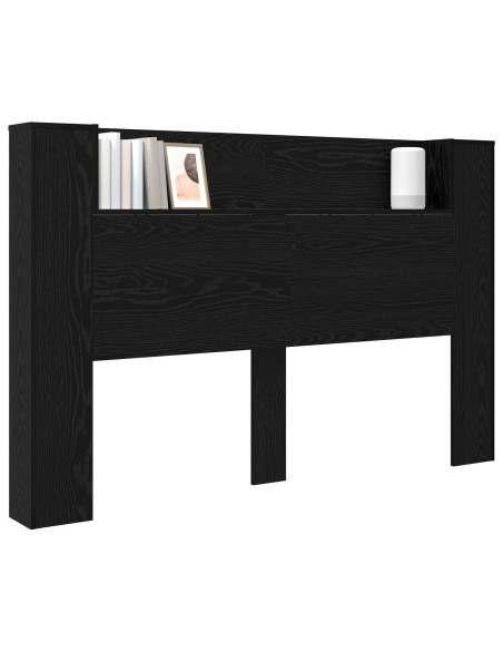 Testata con Mobile e LED Rovere Nero 160 x 16,5 x 103,5 cm