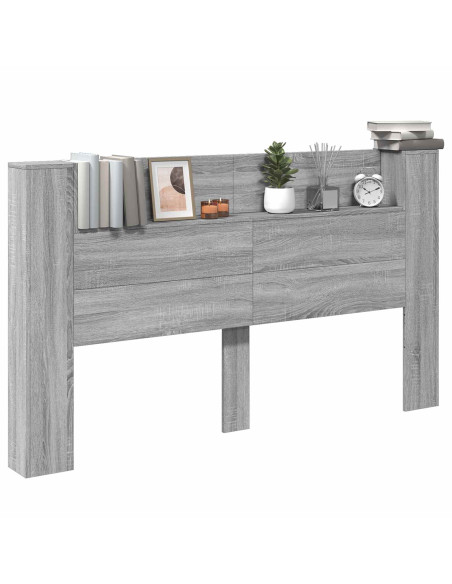 Testata con Mobile e LED Grigio Sonoma 180 x 16,5 x 103,5 cm