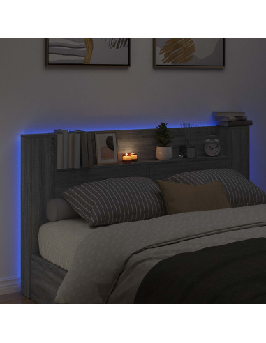 Testata con Mobile e LED Grigio Sonoma 180 x 16,5 x 103,5 cm