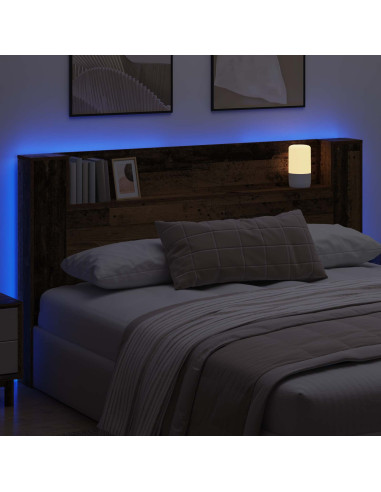 Testata con Mobile e LED Legno vecchio 180 x 16,5 x 103,5 cm