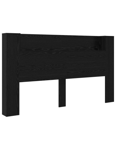 Testata con Mobile e LED Rovere Nero 180 x 16,5 x 103,5 cm
