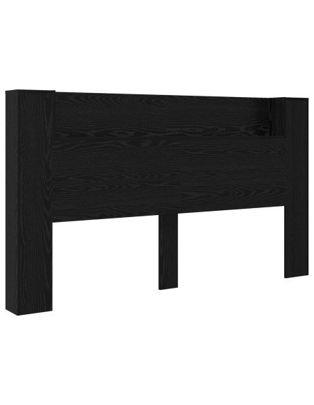 Testata con Mobile e LED Rovere Nero 180 x 16,5 x 103,5 cm