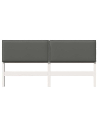 Testiera imbottita Bianco e grigio chiaro 200 cm Pino massello