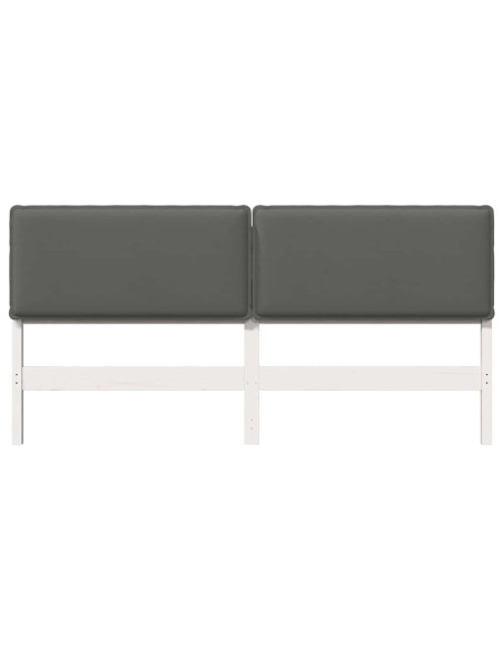 Testiera imbottita Bianco e grigio chiaro 200 cm Pino massello