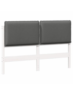 Testiera imbottita Bianco e grigio chiaro 160 cm Pino massello 2