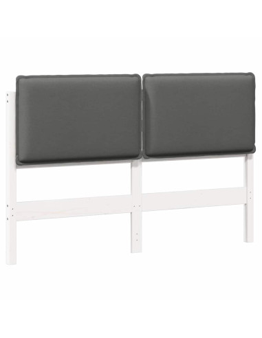 Testiera imbottita Bianco e grigio chiaro 160 cm Pino massello