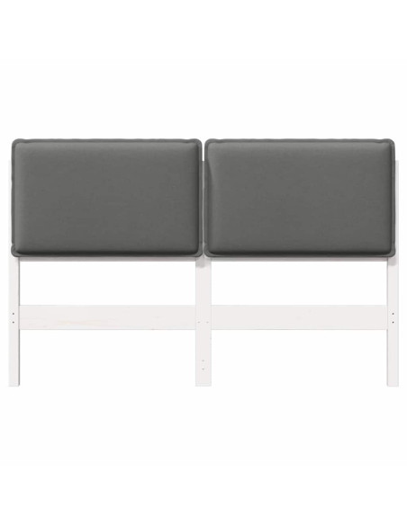Testiera imbottita Bianco e grigio chiaro 150 cm Pino massello