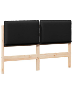 Testiera imbottita Naturale e Nero 140 cm Pino massello 2