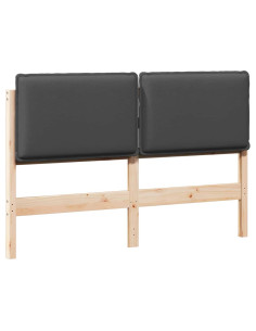 Testiera imbottita Grigio Naturale e Scuro 120 cm Pino massello 2