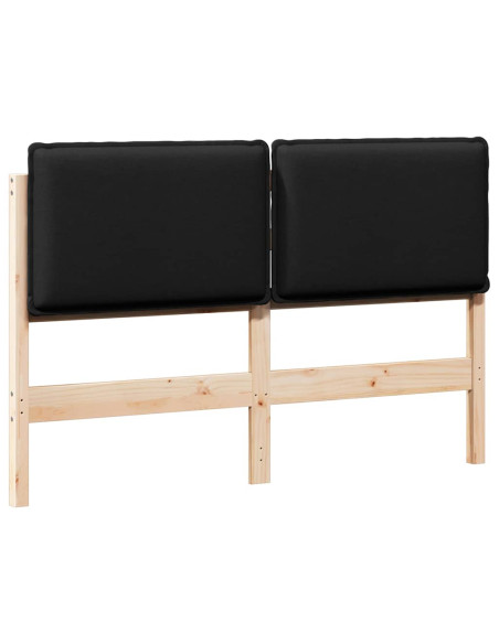 Testiera imbottita Naturale e Nero 120 cm Pino massello