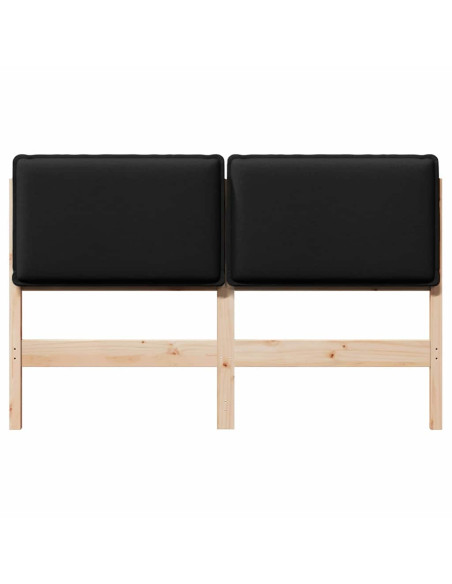 Testiera imbottita Naturale e Nero 120 cm Pino massello