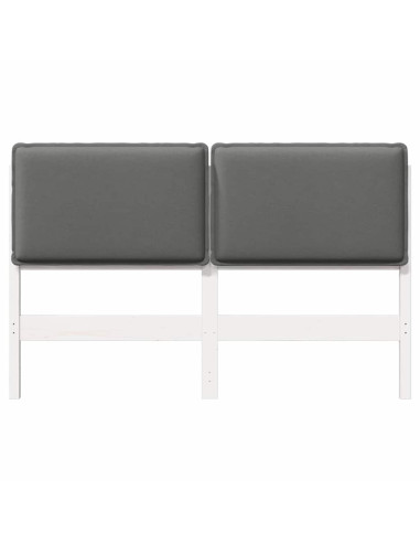 Testiera imbottita Bianco e grigio chiaro 120 cm Pino massello