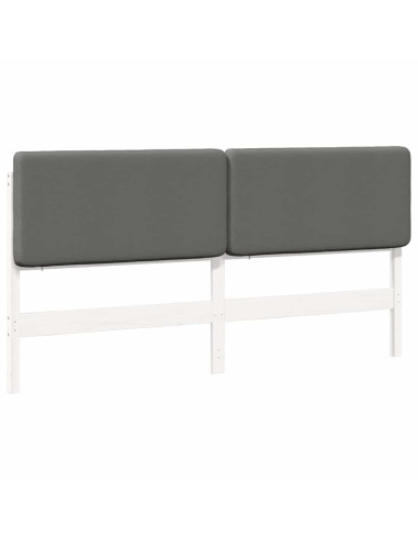 Testiera imbottita Bianco e grigio chiaro 200 cm Pino massello