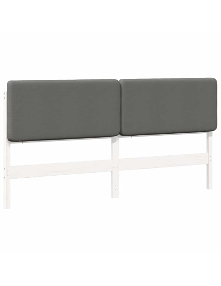 Testiera imbottita Bianco e grigio chiaro 200 cm Pino massello