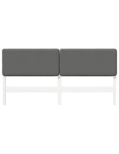 Testiera imbottita Bianco e grigio chiaro 200 cm Pino massello