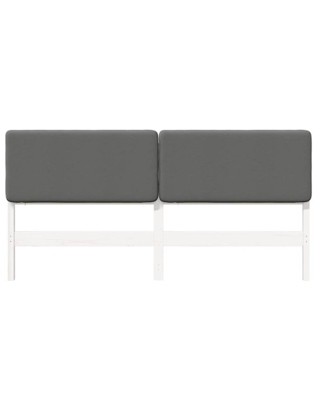 Testiera imbottita Bianco e grigio chiaro 180 cm Pino massello