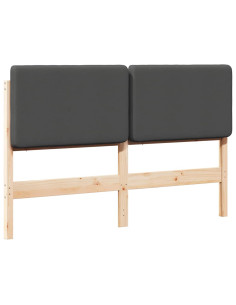 Testiera imbottita Marrone e grigio scuro 160 cm Pino massello 2