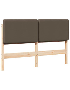Testiera imbottita Marrone e taupe 160 cm Pino massello 2