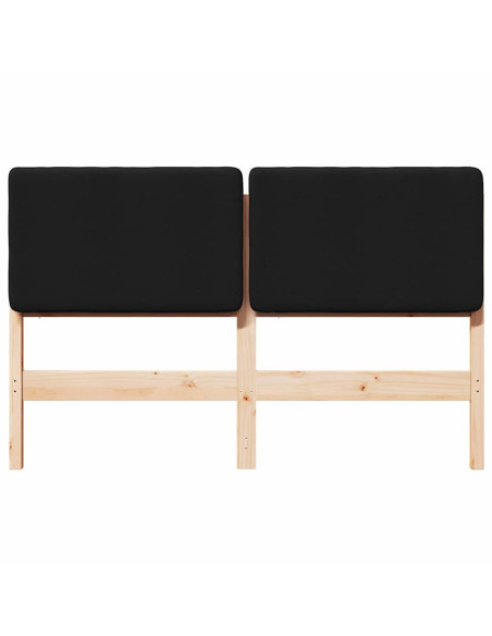 Testiera imbottita Marrone e Nero 150 cm Pino massello