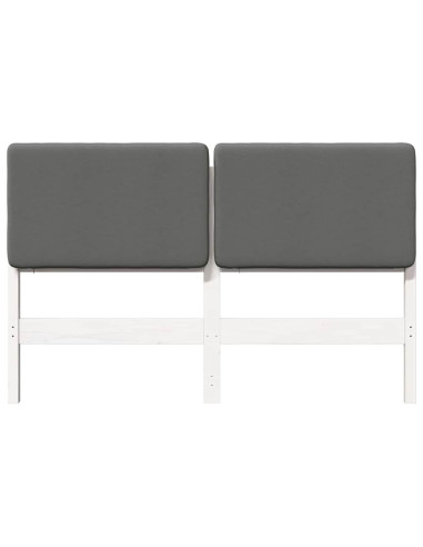 Testiera imbottita Bianco e grigio chiaro 140 cm Pino massello