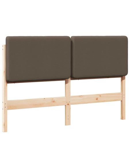 Testiera imbottita Marrone e taupe 135 cm Pino massello
