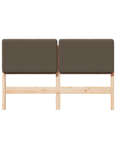 Testiera imbottita Marrone e taupe 135 cm Pino massello