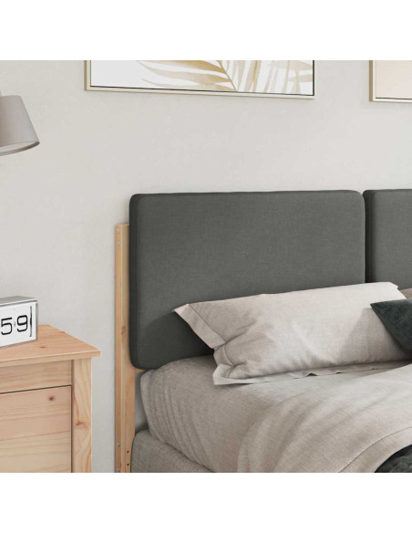 Testiera imbottita Marrone e Grigio Chiaro 120 cm Pino massello