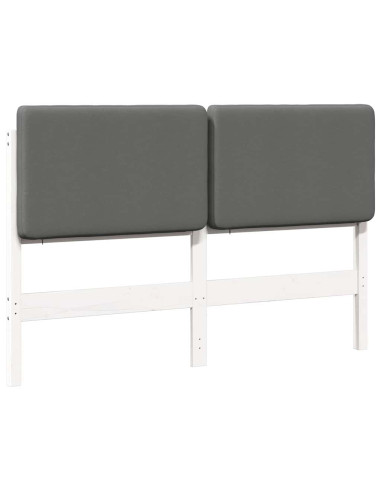 Testiera imbottita Bianco e grigio chiaro 120 cm Pino massello