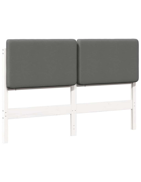 Testiera imbottita Bianco e grigio chiaro 120 cm Pino massello