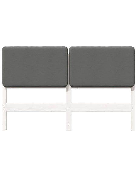 Testiera imbottita Bianco e grigio chiaro 120 cm Pino massello