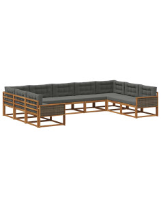 Set di divani da esterno con cuscino 9 pcs Naturale e Antracite