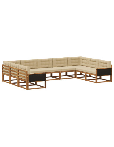 Set di divani da esterno con cuscino 9 pcs Naturale e Beige