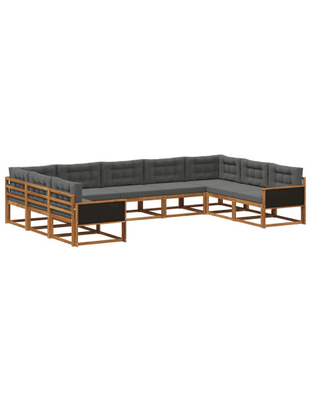 Set di divani da esterno con cuscino 9 pcs Naturale e Antracite