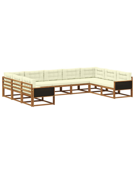 Set di divani da esterno con cuscino 9 pcs Naturale e Crema