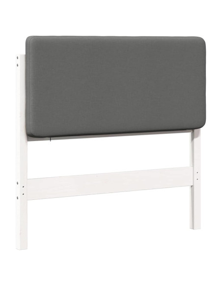 Testiera imbottita Bianco e grigio chiaro 80 cm Pino massello