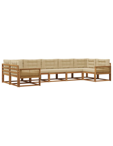 Set di divani da esterno con cuscino 7 pcs Naturale e Beige