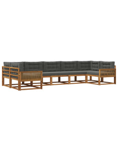 Set di divani da esterno con cuscino 7 pcs Naturale e Antracite