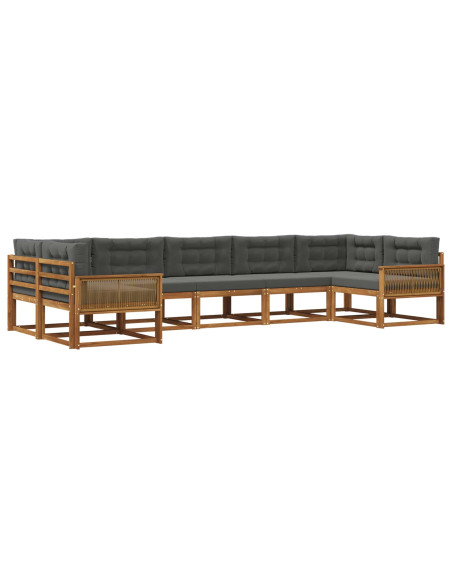 Set di divani da esterno con cuscino 7 pcs Naturale e Antracite