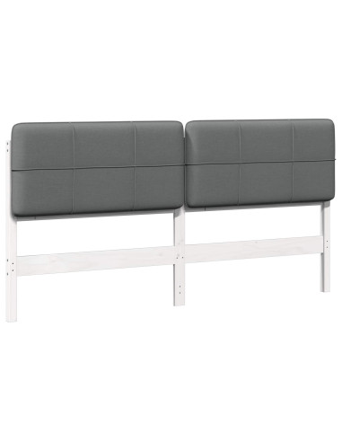 Testiera imbottita Bianco e grigio chiaro 180 cm Pino massello